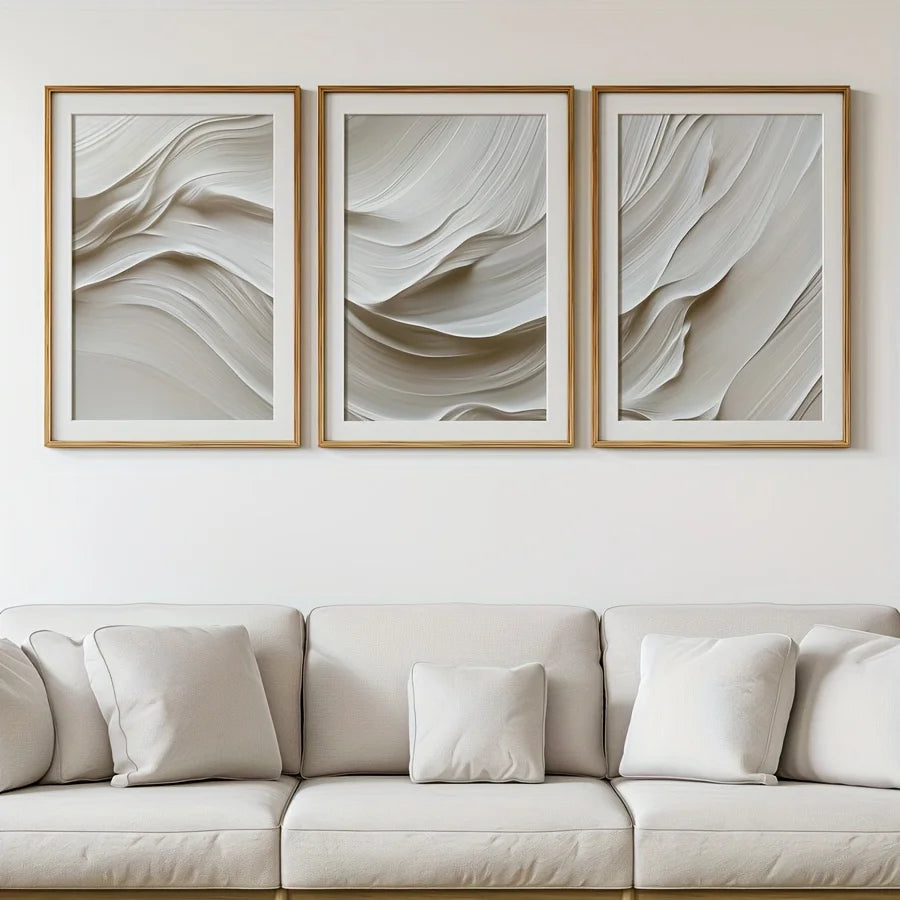 Trio de Quadros Bege Neutros
