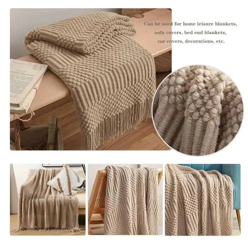 Manta de Tricô Khaki