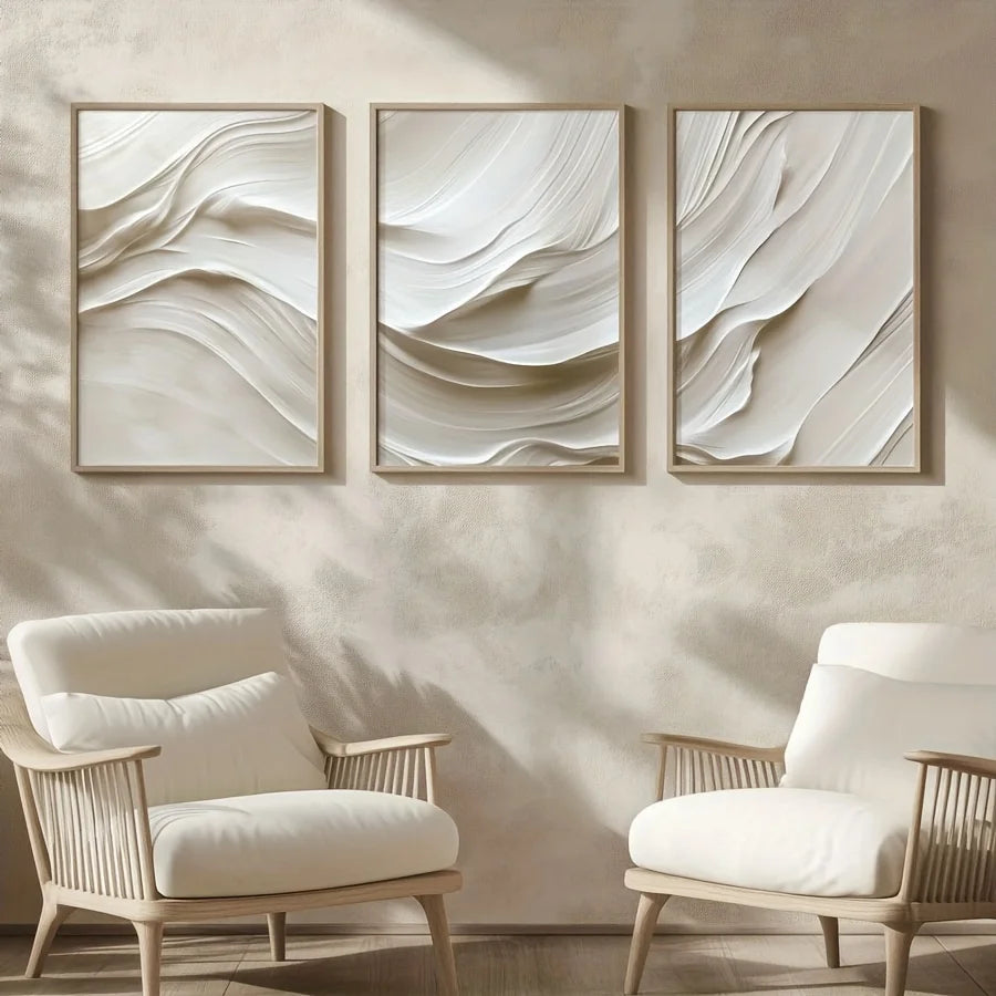 Trio de Quadros Bege Neutros