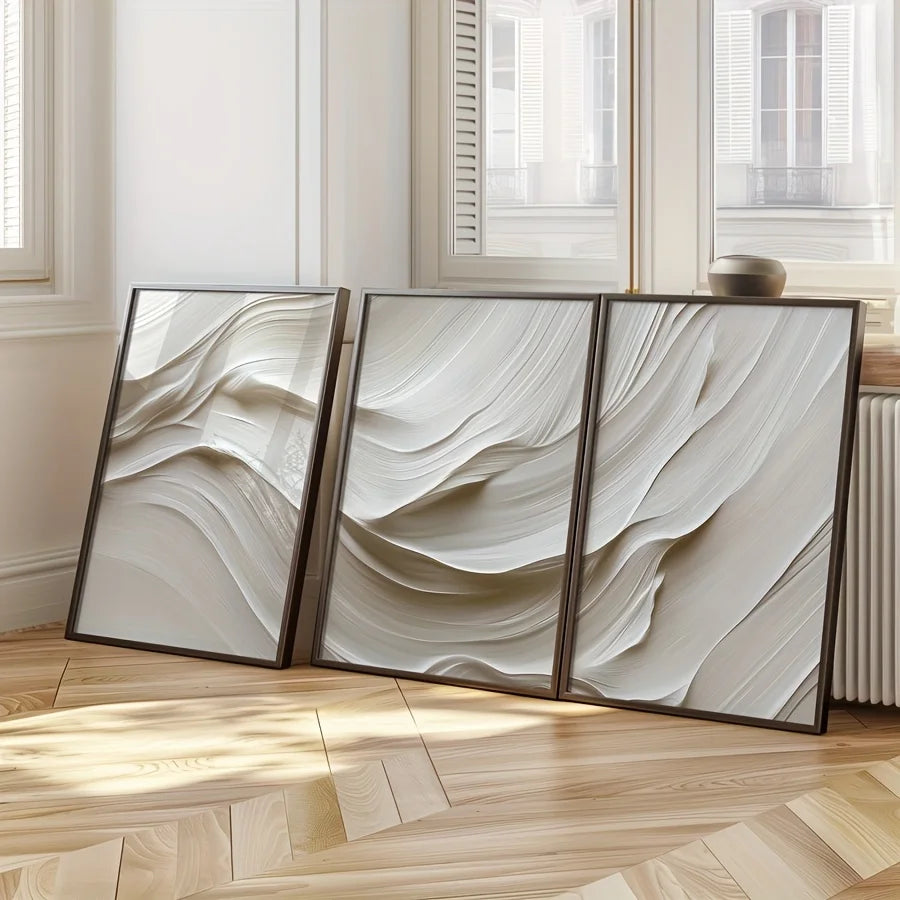 Trio de Quadros Bege Neutros
